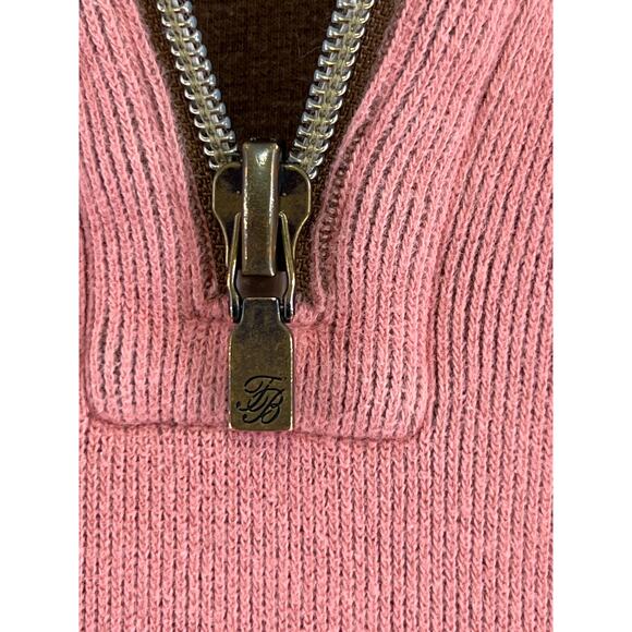 Tommy Bahama Pink/Brown Thick Contrasting Stitch Quarter Zip Pullover Size XS(2) - Picture 2 of 6